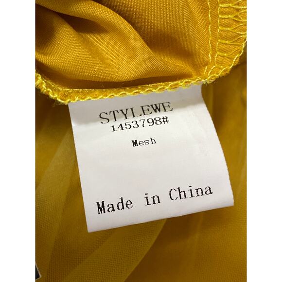 NEW Stylewe Women's Yellow Mesh Tulle High Waisted Midi A-Line Flared Skirt S - Picture 5 of 5